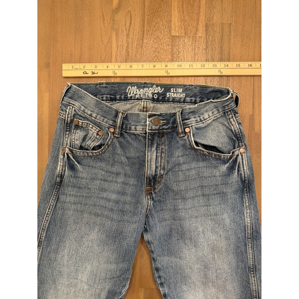 Wrangler Retro Slim Straight Leg Jeans Medium Wash Blue Denim 1088MWZDK 30x32 - Picture 3 of 6